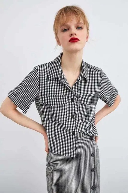 (Sẵn) Áo sơ mi kẻ caro Zarrr dư sịn