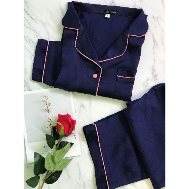 Bộ Pijama lụa satin dài tay