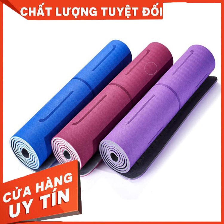 Thảm Tập Yoga TPE 2 Lớp 6mm Định Tuyến Cao Cấp Chống Trượt YO37