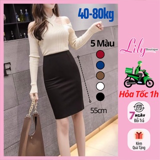  Chân Váy Bút Chì Ngang Gối 55cm LILY Váy Công Sở Nữ Có BigSize Chất Vải Dày Dặn Co Giãn Có Túi 