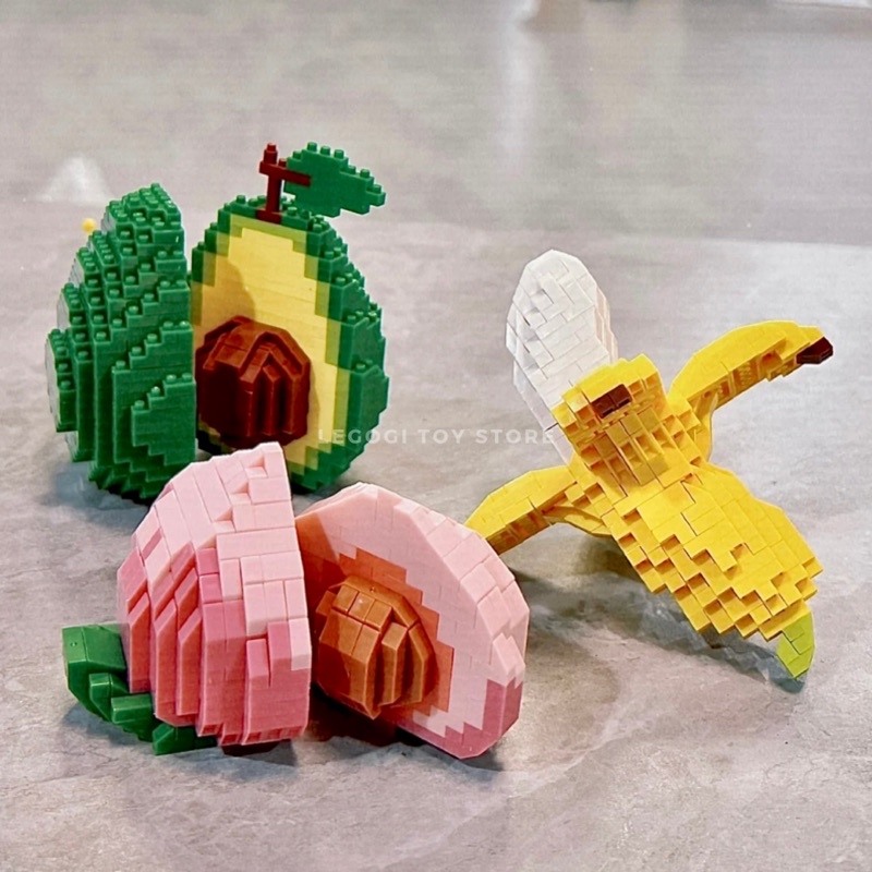 Đồ chơi xếp hình HOA QUẢ BƠ CHUỐI ĐÀO mô hình lắp ráp