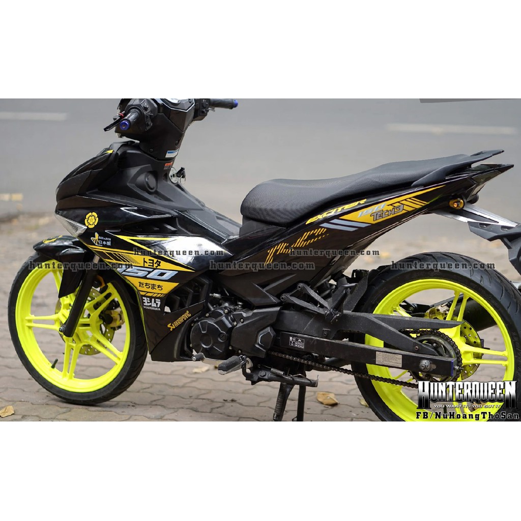 Tem rời dán xe Exciter 150. Japan đen vàng phong cách. Chống nước, không bay màu