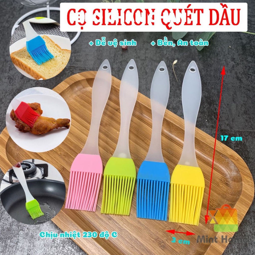 Chổi quét dầu ăn silicon chịu nhiệt, cọ silicon nướng thịt, khuôn làm bánh 16cm cho nồi chiên không dầu ko Pastry brush
