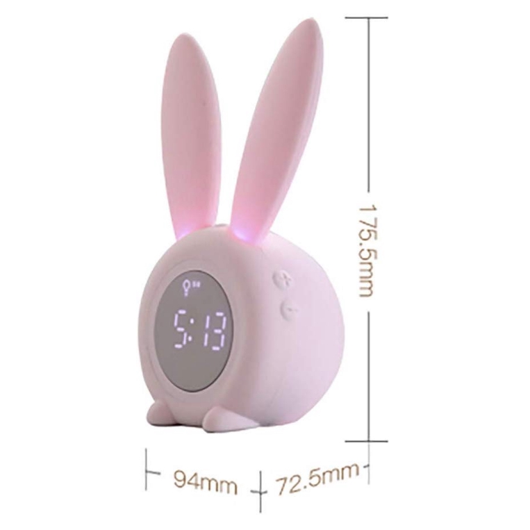 Đồng hồ báo thức kèm nhiệt kế hình chú thỏ đáng yêu cho bé