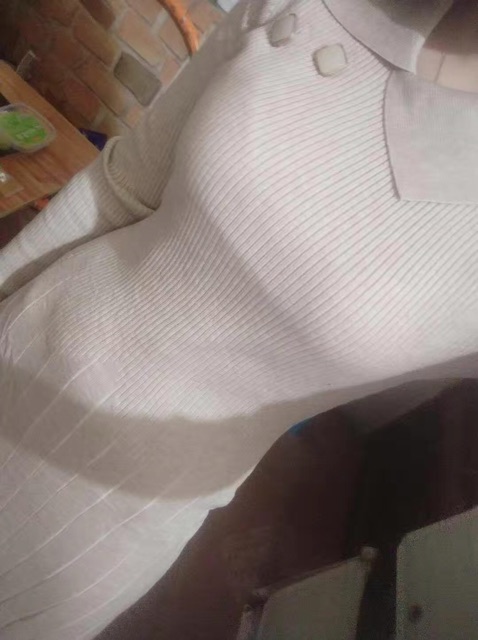 Váy len cổ đức chéo cúc dáng dài xoè vintage