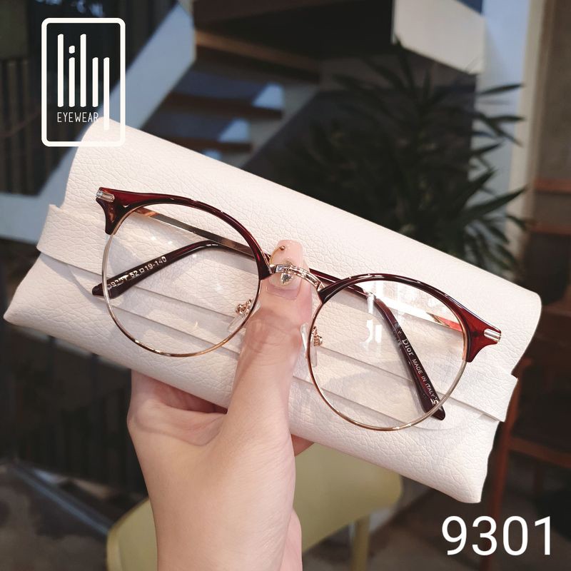 Gọng kính cận kim loại mắt tròn thời tran nữ Lilyeyewear 9301