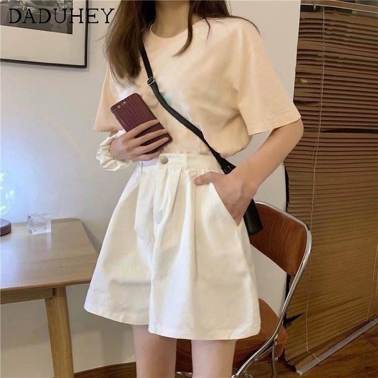 Quần short denim eo cao co giãn ống rộng thời trang Hàn Quốc thường ngày mới cho nữ