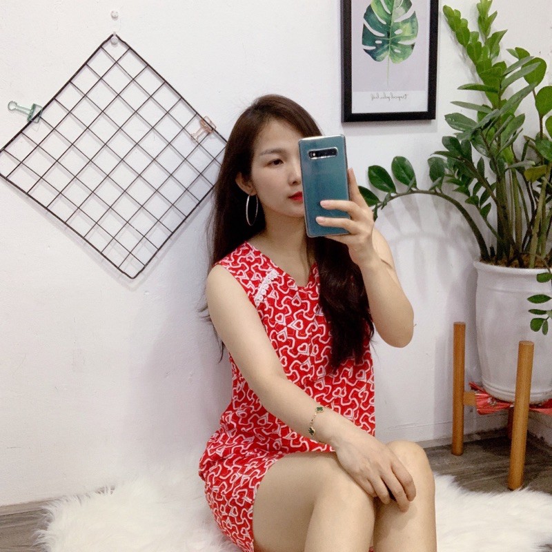 Bộ Lanh Đùi Việt Thắng Áo Ba Lỗ Phối Ren Quần Đùi