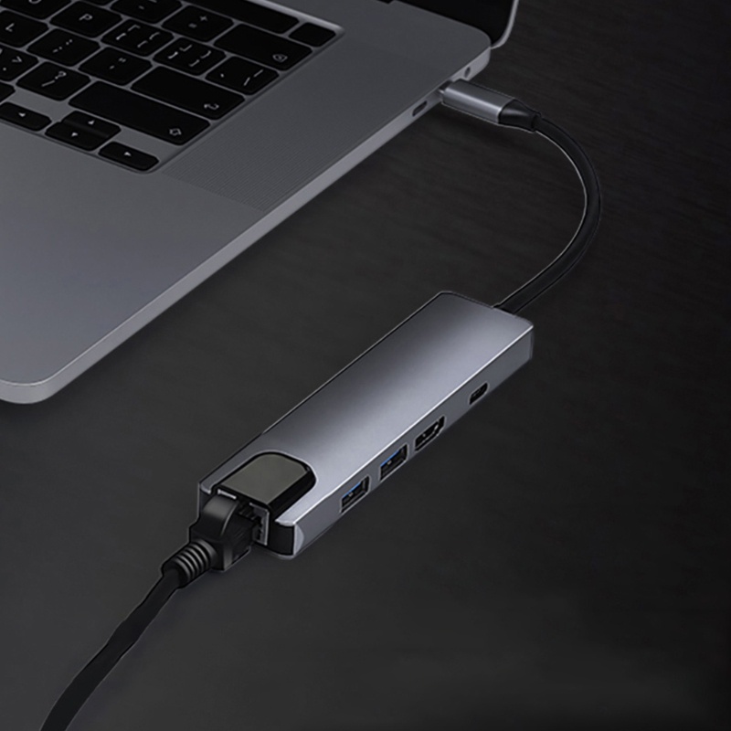Hub Chia Cổng USB 3.0 5 Trong 1 65W PD Cho Laptop PC