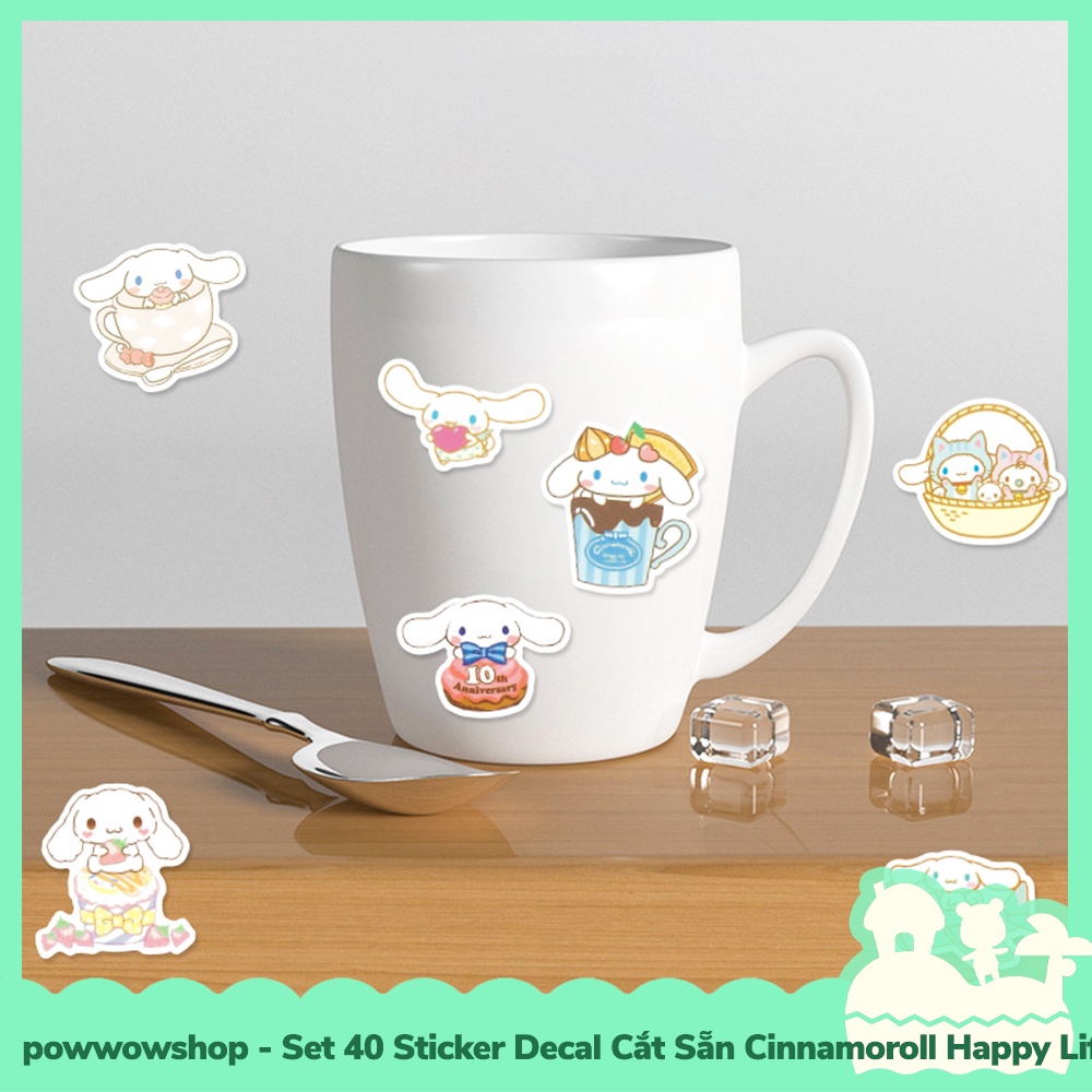 [Sẵn VN - Hỏa Tốc] Set 40/60 Sticker Mini Decal Dán Trang Trí Vật Dụng Mẫu Sanrio Cinnamoroll Cute Lovely Days