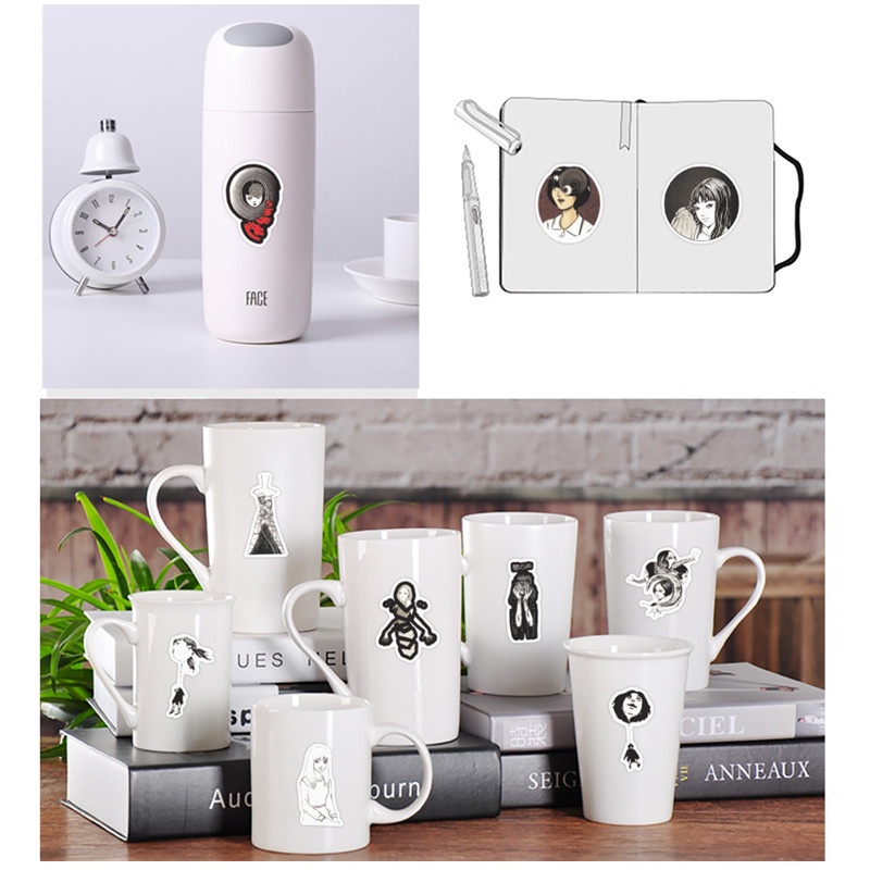 108Pcs/Set ❉ Junji Ito Classical Horror Comics Series B Stickers ❉ Manga Tomie Uzumaki Souichi Tsujii DIY Fashion Mixed Waterproof Doodle Decals Stickers