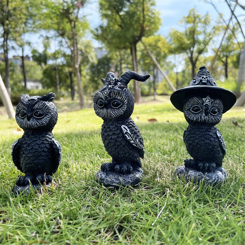 Đồ trang trí Chim Cú Phù Thủy Mini Bằng Nhựa Resin Để Bàn Trang Trí Nhà Cửa / Văn Phòng Dịp Halloween