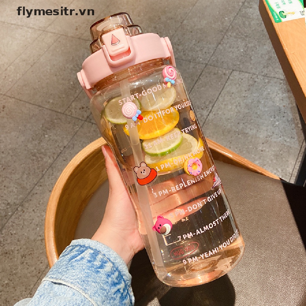 【FF】 2L Sports Straw Water Bottle Stickers Portable Fitness Bike Cup Cold Water Jug .