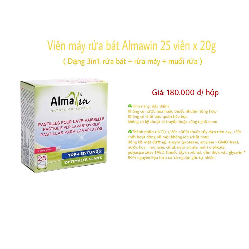 Viên rửa bát hữu cơ Almawin (25V*20g)