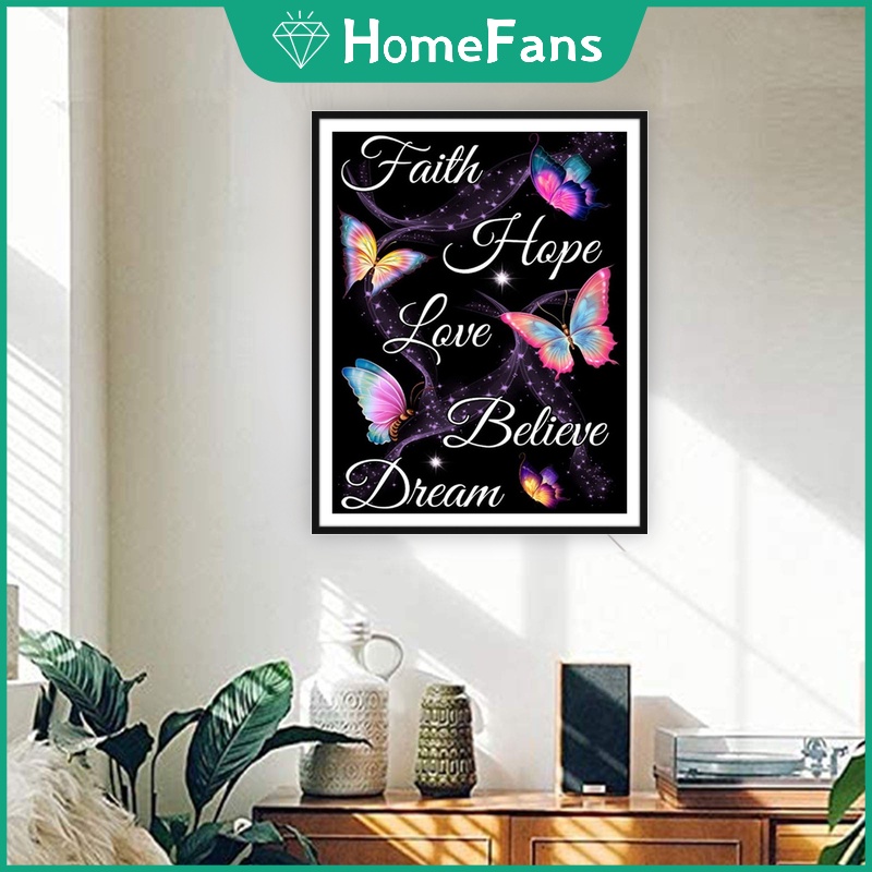 Bộ Tranh Đính Đá 5D Họa Tiết Chữ Độc Đáo Kích Thước 40x50cm Trang Trí Nhà Cửa