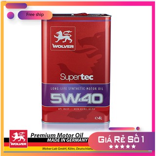 Giá rẻ nhất !!!! một can 4.0 lít nhớt xe ôtô máy xăng wolver supertec 5w40 - hàng chính hãng