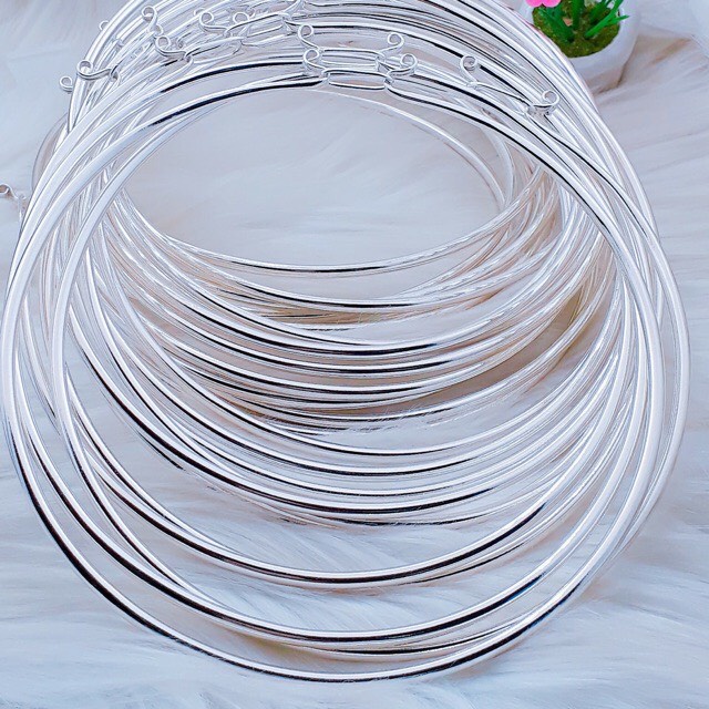 Kiềng cổ trơn chuẩn bạc ta sáng đẹp - Kho sỉ bạc Nhất Linh