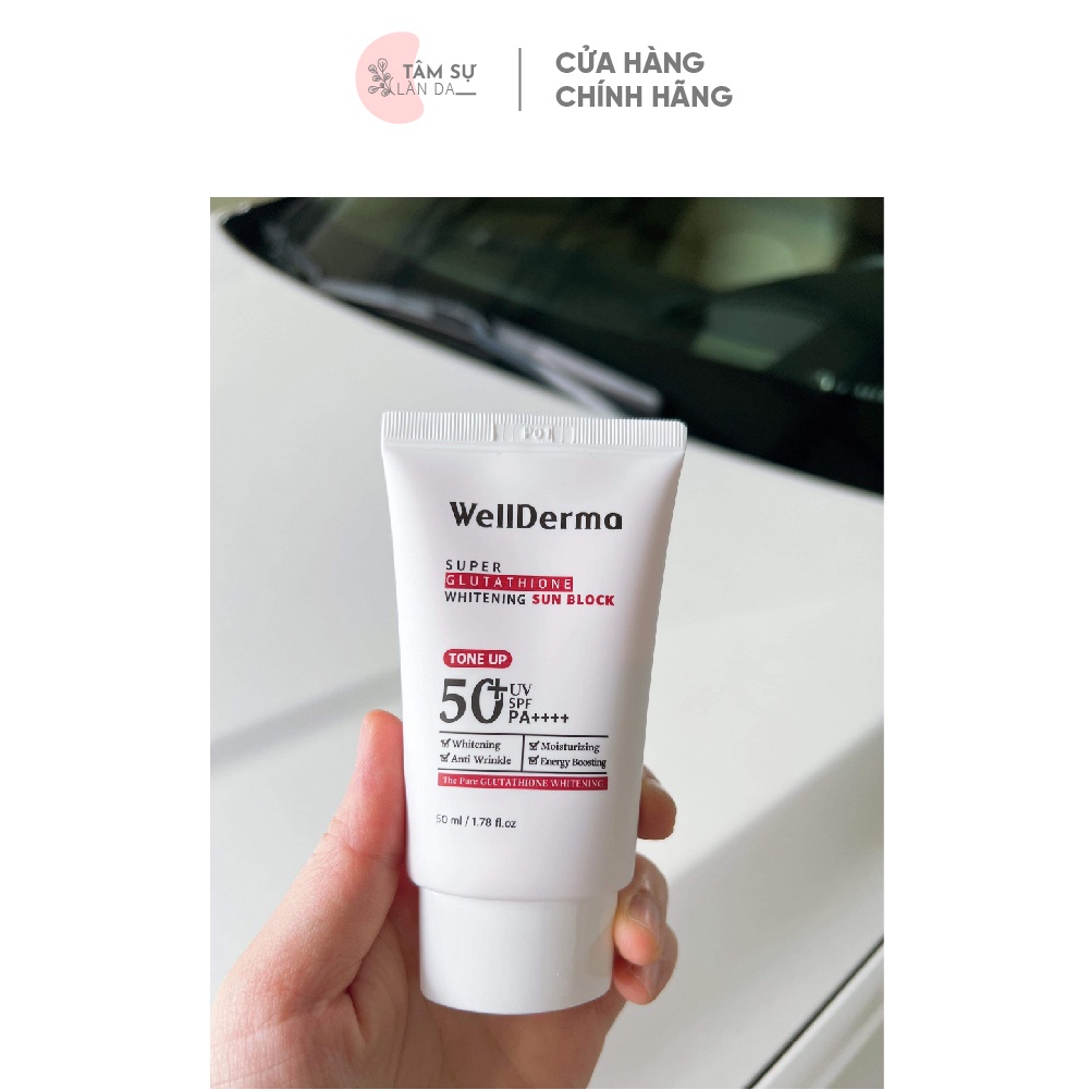 Kem Chống Nắng Nâng Tone WellDerma Super Glutathione Whitening Sun Block Tone Up SPF50+ PA++++  50ml