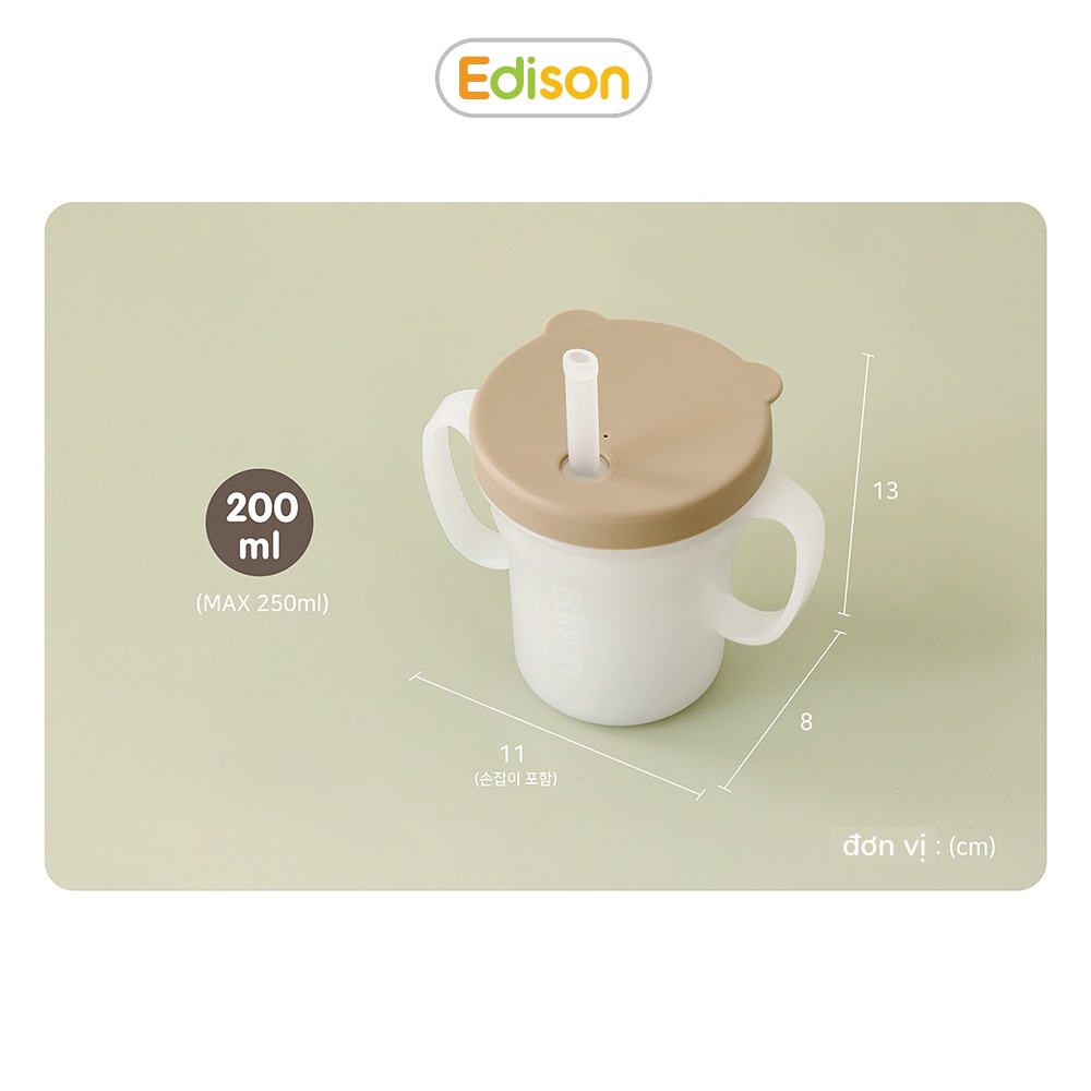 Cốc tập hút cho bé 3 giai đoạn Edison Hàn Quốc có ống hút chống rò rỉ và tay cầm cho bé từ 6 tháng 3550