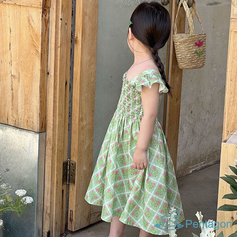 Đầm Công Chúa Mùa Hè Tay Bay Nhỏ Thoáng Khí In Họa Tiết Hoa Dễ Thương Thân Thiện Với Da Cho Bé Gái