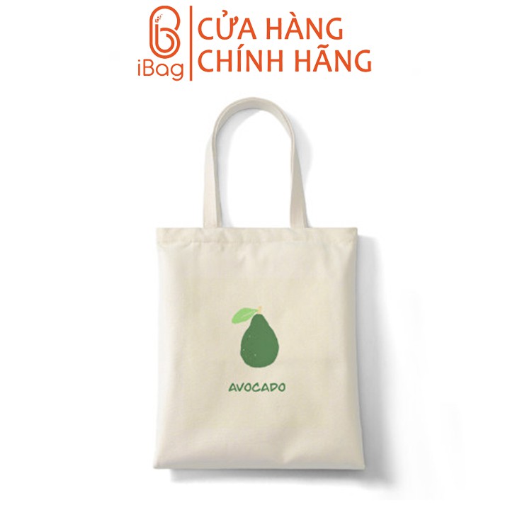Túi tote vải canvas IBAG nữ phong cách ulzzang dáng unisex in hình trái bơ N046