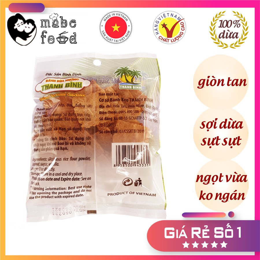 Bánh Dừa Nướng, đồ ăn vặt nội địa, thơm ngon, giòn rụm, làm quà tặng ý nghĩa, lương khô, MaBe Food