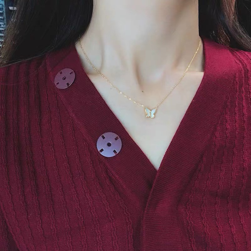 Dây Chuyền Mạ Vàng Hồng 18K Mặt Hình Bươm Bướm