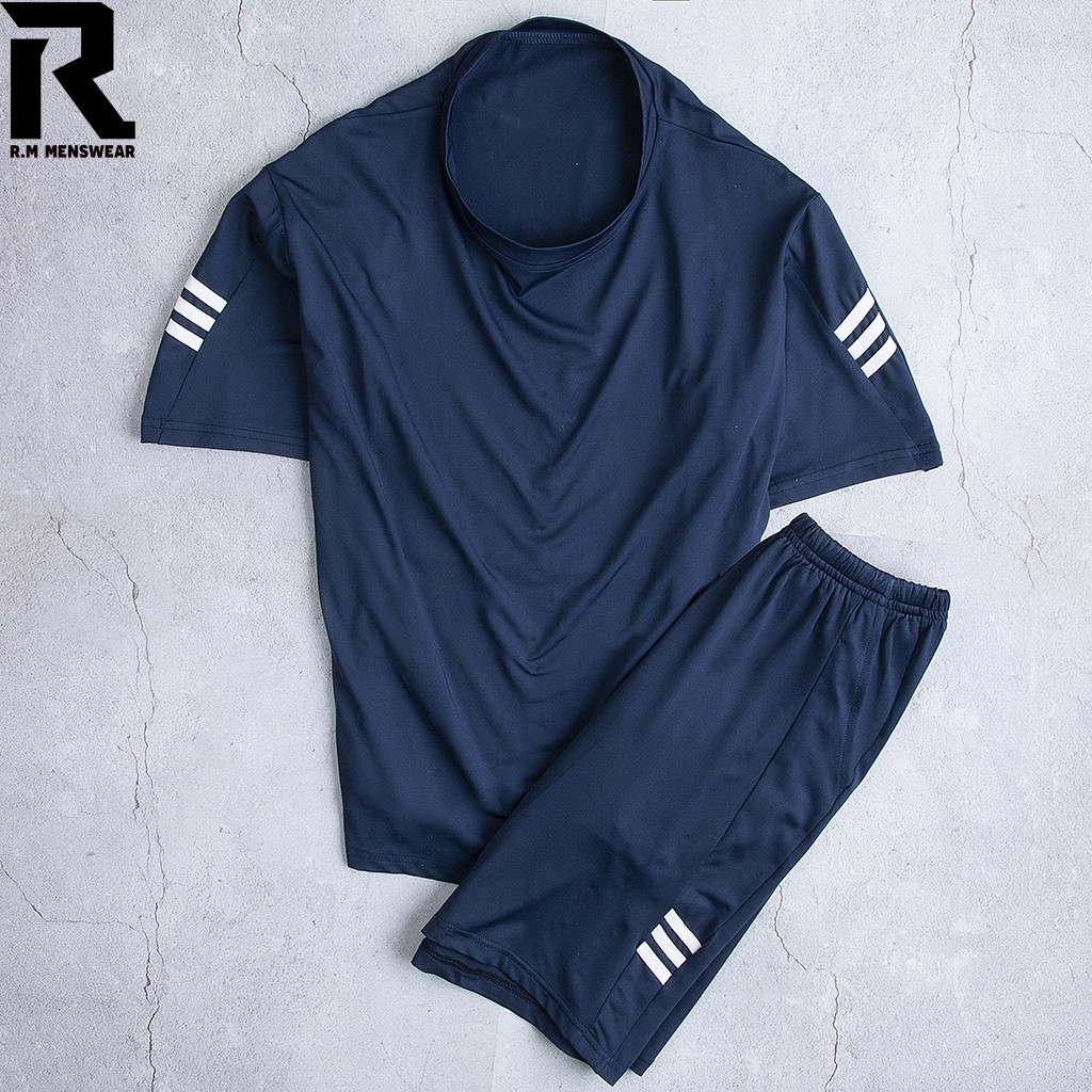 Bộ Thể Thao CoolFit Hè Nam R.M Menswear Thun Lạnh 3 Sọc Kẻ 2021