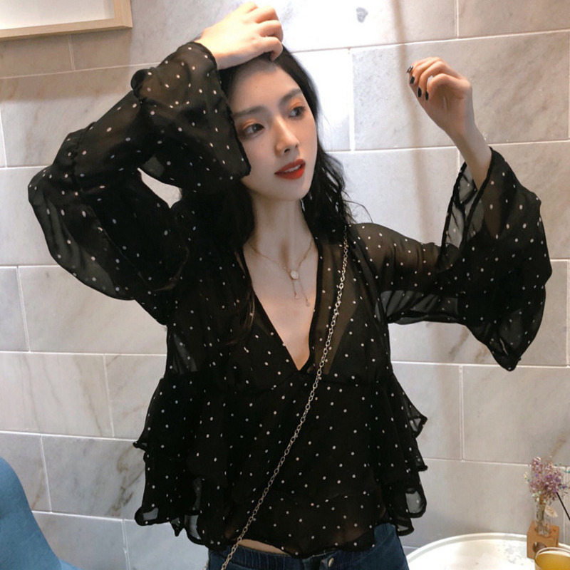 Áo sơ mi voan dài tay thiết kế xinh xắn cho nữ