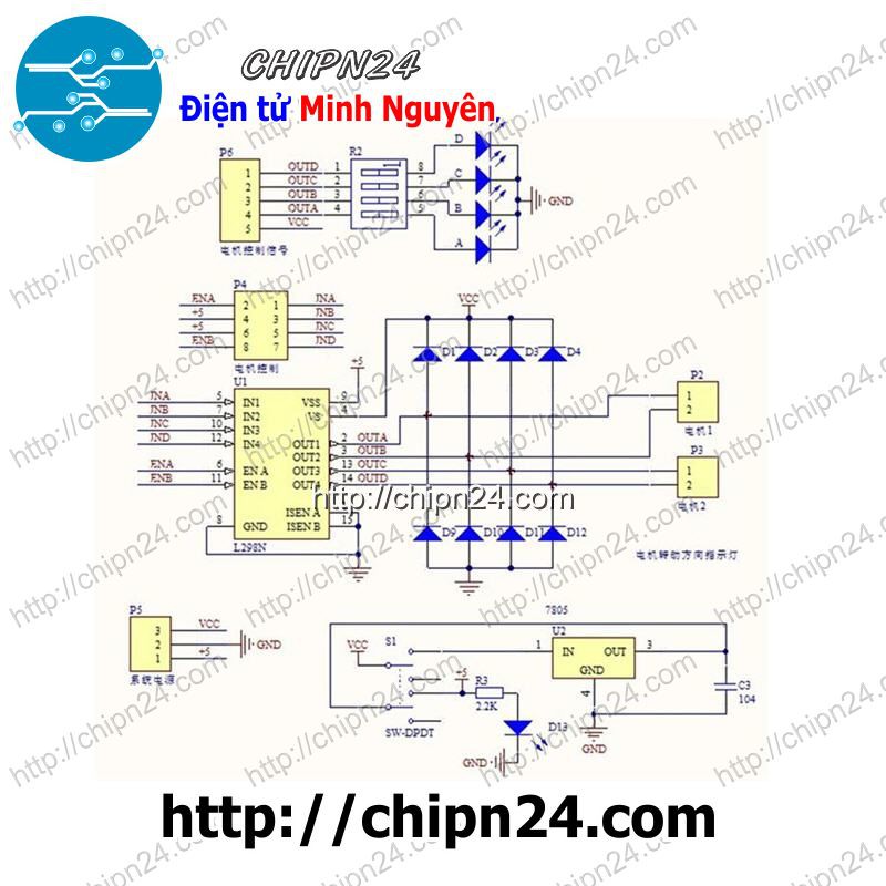 [1 CÁI] Mạch L298 điều khiển động cơ