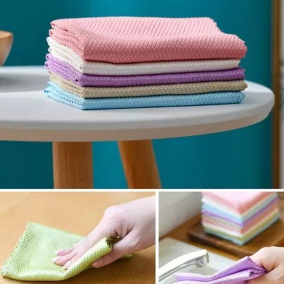 𝑹𝒆̉ 𝒏𝒉𝒂̂́𝒕 - Rẻ Lau  Khăn lau đa năng bếp, bát đĩa, cốc chén thấm nước chống dính dầu mỡ hai mặt 25x25 #khanlaudanang