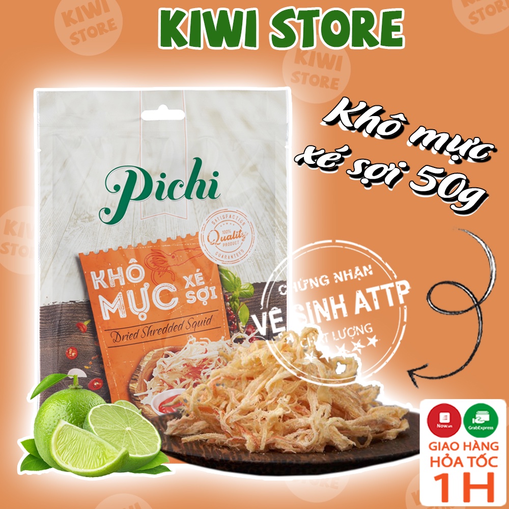 Khô mực xé sợi tẩm gia vị cay truyển thống Pichi loại 1 ăn vặt cực ngon Kiwi Store