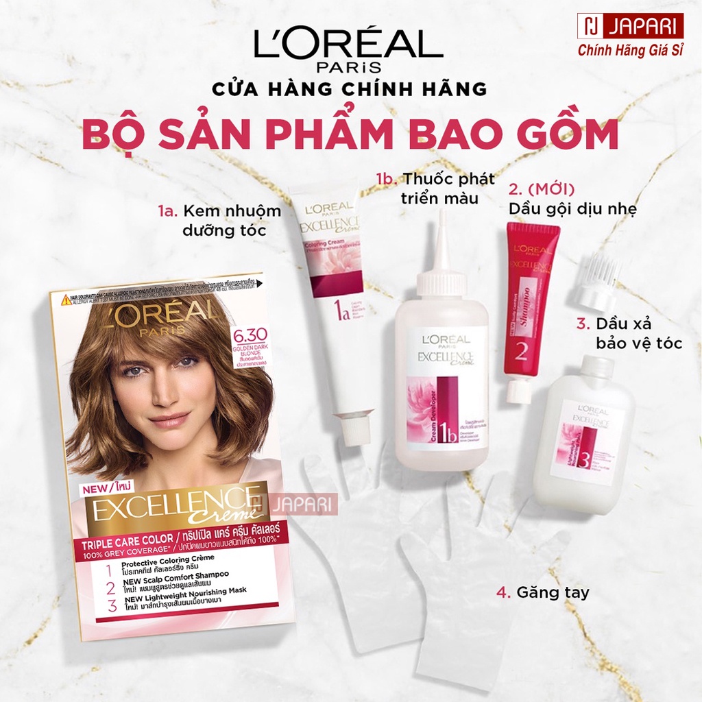 Thuốc Nhuộm Tóc Loreal Phủ Bạc Đủ Màu - Nhuộm Tóc Đen Nâu Chính Hãng Khói, Trà Sữa, Hạt Dẻ Vàng Sáng Xanh Đen Japari