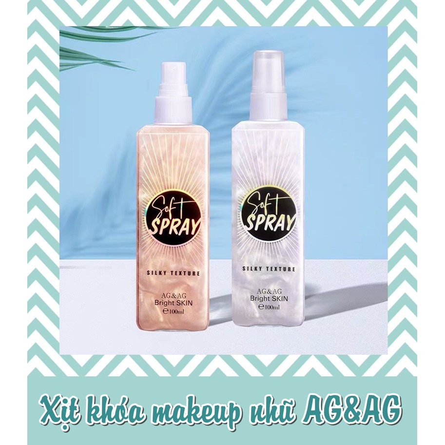 Xịt khoá makeup có nhũ (vàng) AG&AG BrightSkin