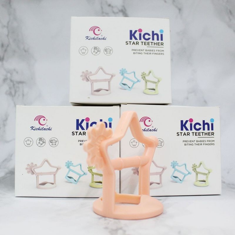 Gặm Nướu Cho Bé Kichi Hình Ngôi Sao,Chất Liệu 100% Slicone, Có Quai Cầm Chống Rơi, Cho Bé 3 Tháng Trở Lên! !