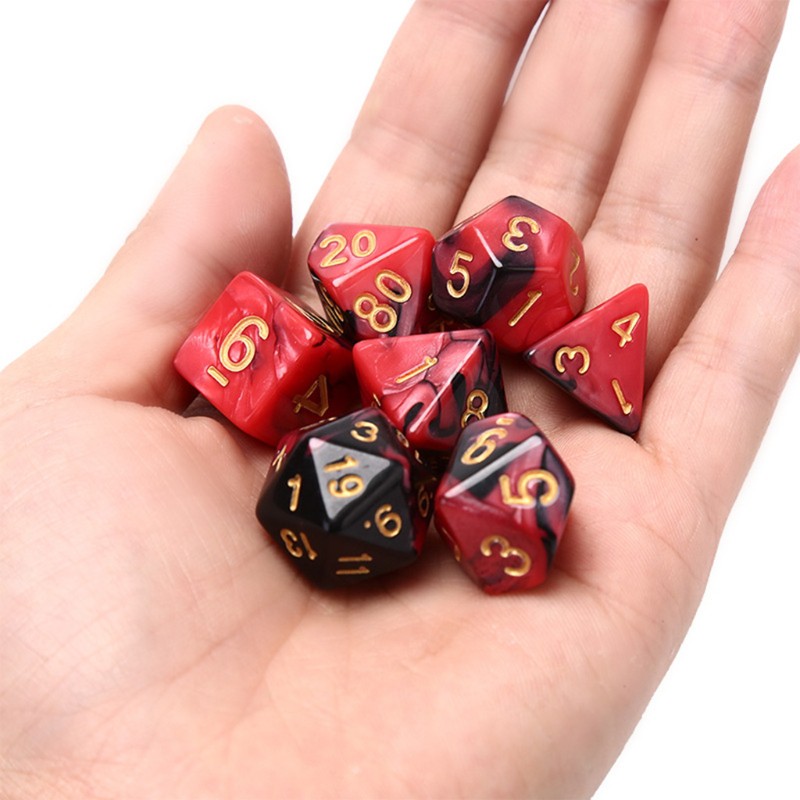 Set 7 xúc xắc acrylic chữ số hình dạng khác nhau dành cho game đóng vai RPG MTG DND