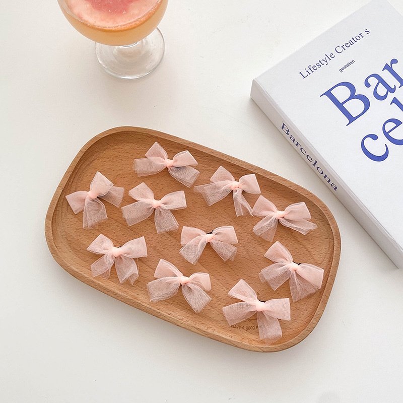 Kẹp tóc lưới đính nơ màu sắc xinh xắn cho bé gái