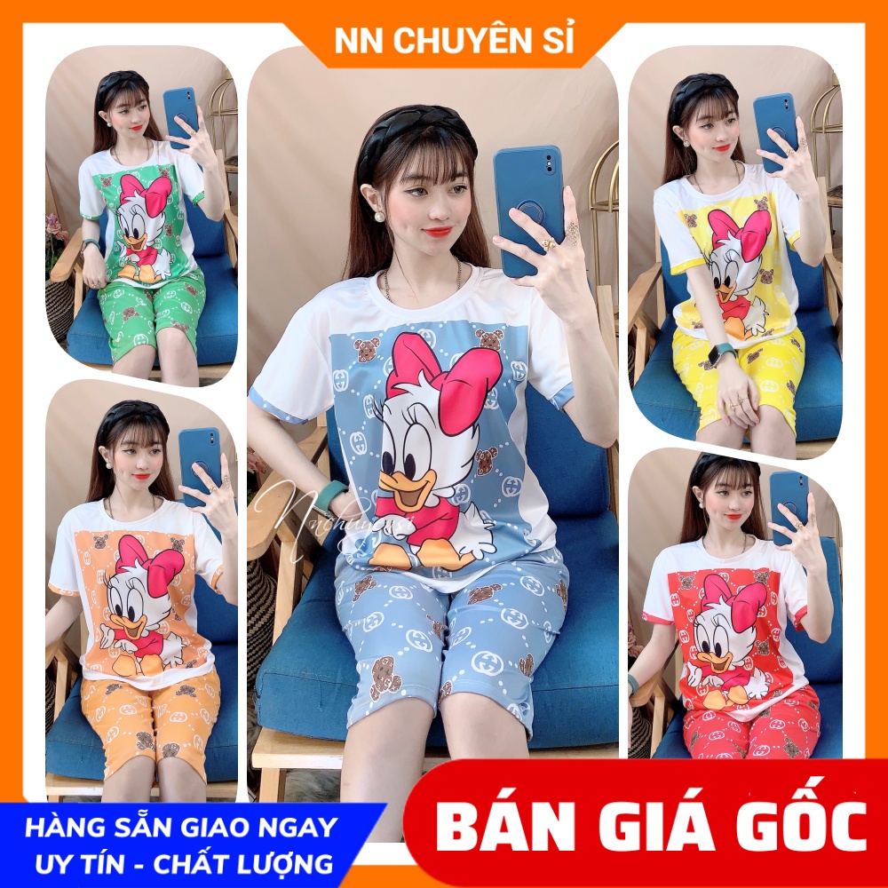 Đồ bộ nữ  mặc nhà Thun lửng phom rộng Vải mềm mịn mát in bò sữa in họa tiết  dễ thương BTT