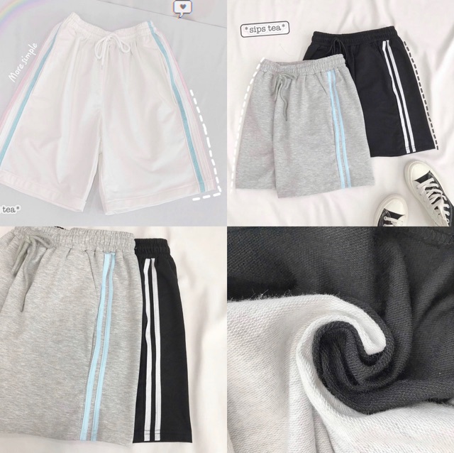 Quần Short Thun Ống Rộng Phối Line Unisex | BigBuy360 - bigbuy360.vn