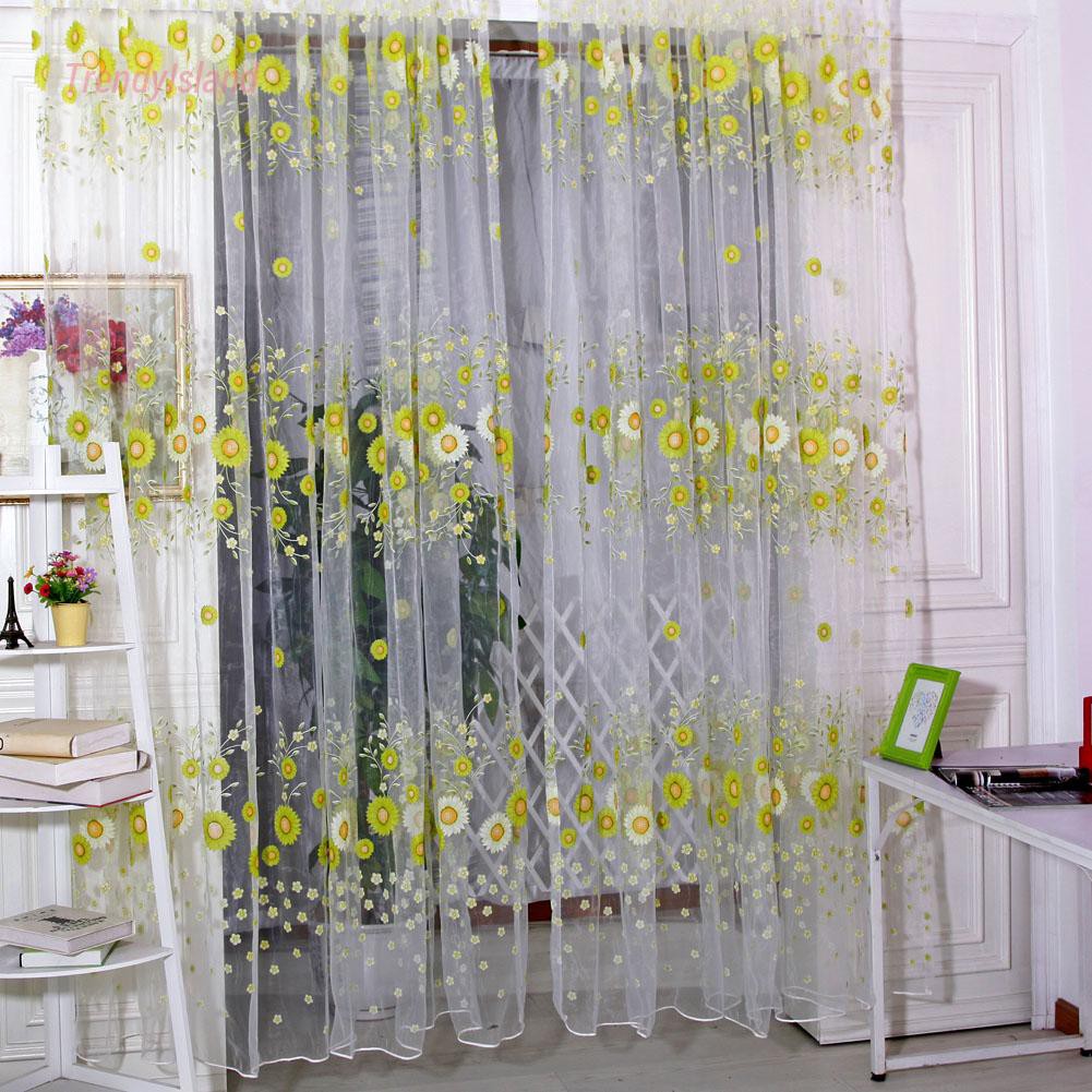 rèm cửa sổ Họa Tiết Hoa Hướng Dương Trang Trí Phòng Ngủ