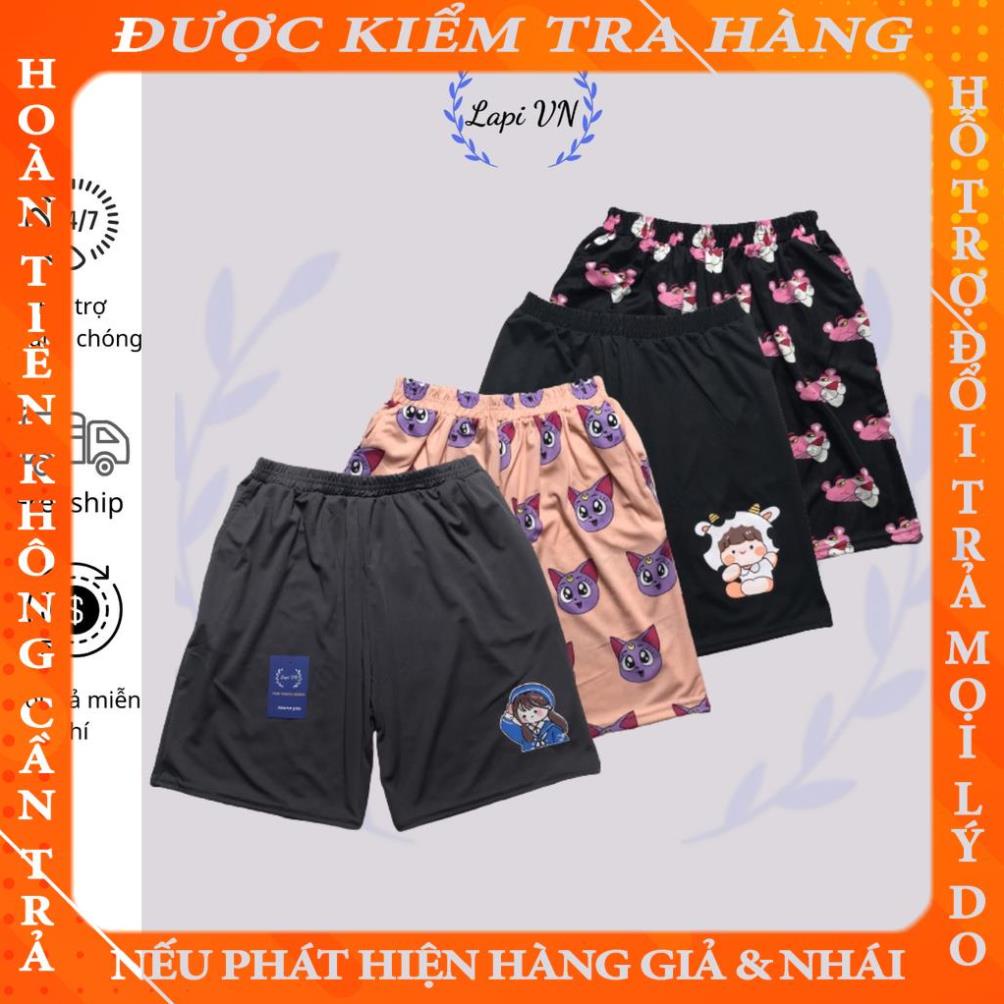 Quần Lưng Thun Mặc Nhà In Hình Hoạt Hình Cute -Lapi VN ,Nam Nữ Đều Mặc Được, Short Lửng Thú Unisex phaman