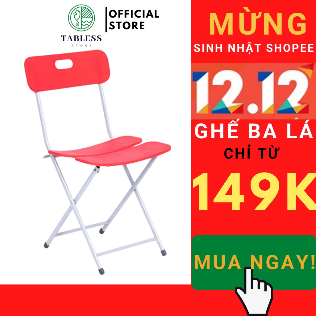 Ghế Nhựa Gấp Ba Lá Dùng Để Học,Làm Việc Tại Nhà,Công Sở,Văn Phòng,Cho Quán Cafe,Trà Sữa