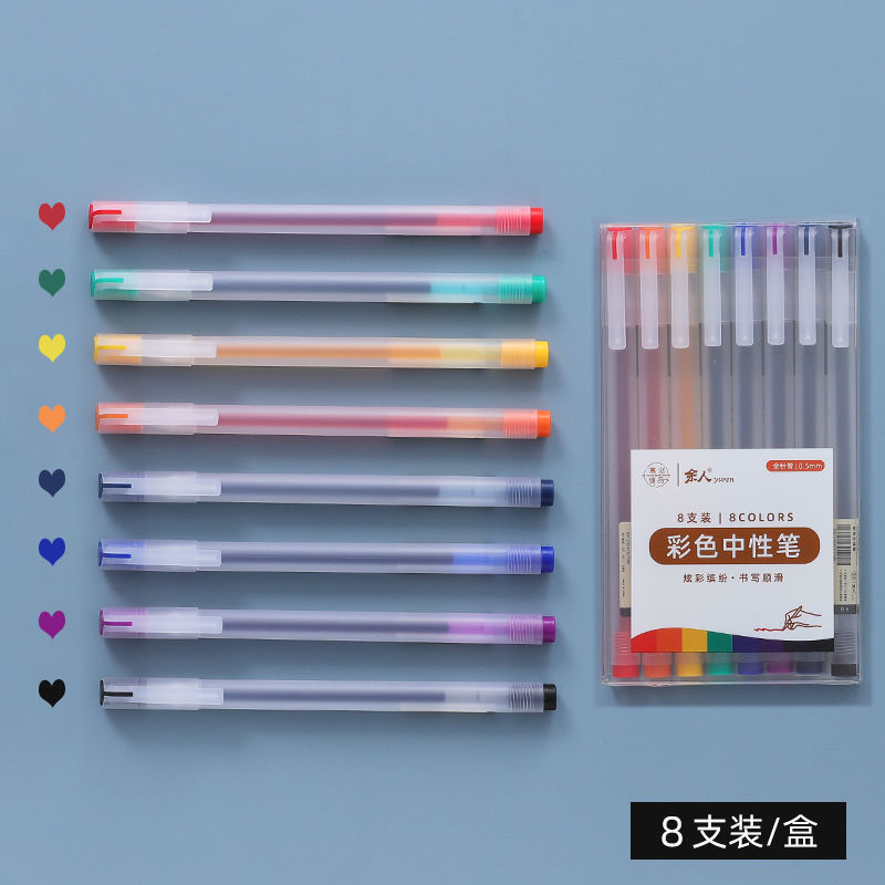 Bộ 8 bút gel văn phòng phẩm với màu sắc bắt mắt chất lượng cao