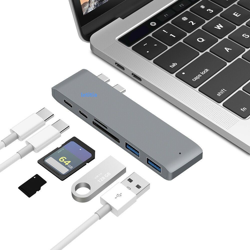 7in1 USB C HUB 3.0 Type-C Adapter Sạc & Đầu Đọc Cho Macbook Pro MAC PC Máy Tính Xách Tay