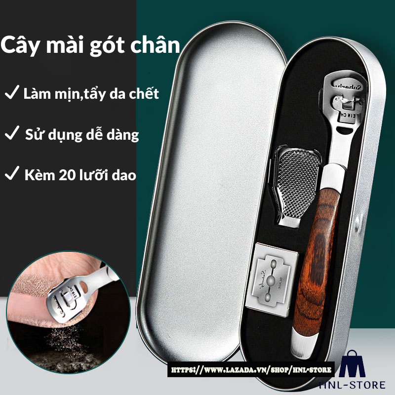 Cây bào nạo gót chân tẩy da chết , dụng cụ mài gót chân 2in1 kèm 20 lưỡi dao tiện lợi