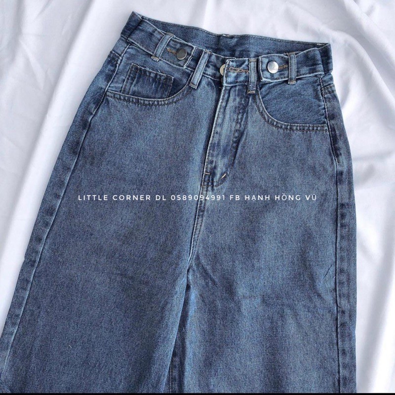 Quần retro baggy jeans ống suông dài nút hông rách xẻ kèm ảnh thật ulzzang unisex