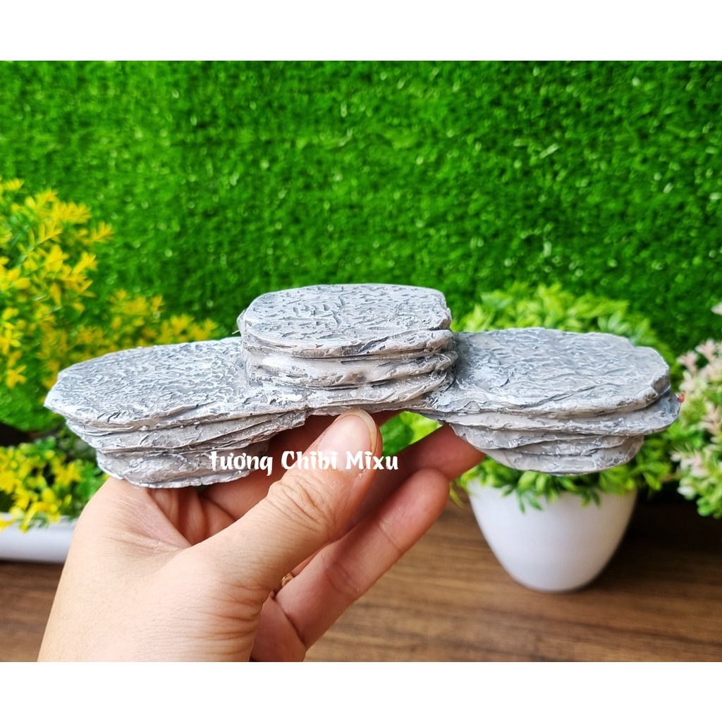 Bộ 03 tượng Thần Tài 6cm kèm chân đế giả đá size nhỏ