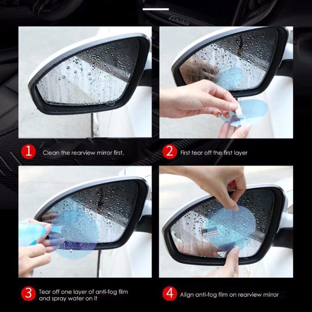 2 Miếng dán gương chiếu hậu đi mưa chống thấm nước màu trong suốt tiện dụng dành cho xe hơi AARON1