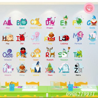 Tranh dán tường cho bé - decal dán tường cho bé - tranh dán bảng chữ cái