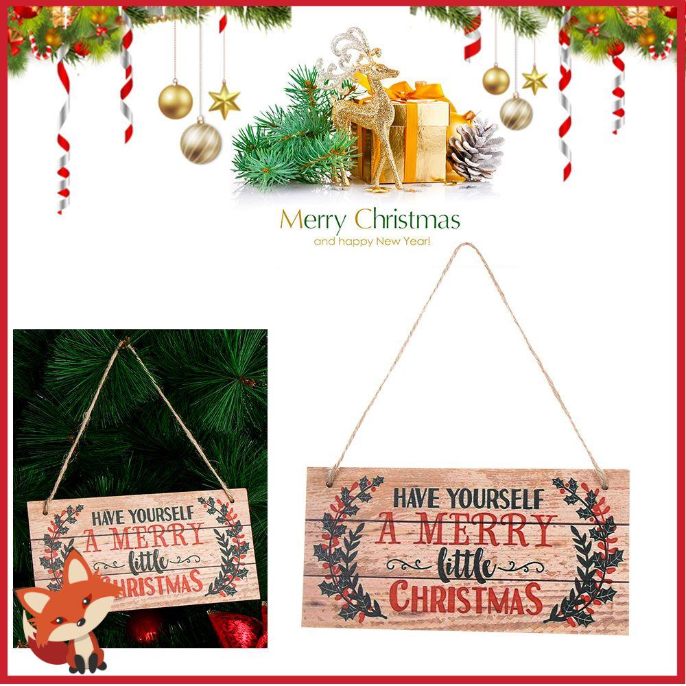 Tấm bảng gỗ in chữ Merry Christmas treo cửa trang trí giáng sinh